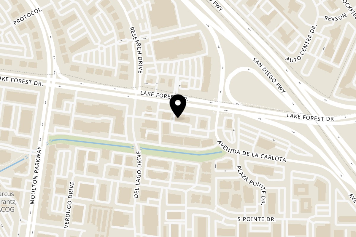 Map showing the location of Pizza 900 Wood fired Pizzeria on 23020 Lake Forest Dr # 170 in Laguna Hills